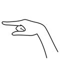 Hand gesture, index finger pointing, monochrome line illustration